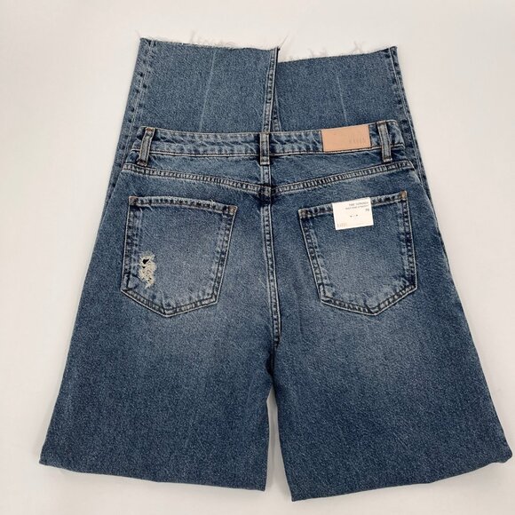 Rails Medium Blue Distressed Wide Leg Jeans Size 29 Raw Hem Cotton Denim - Picture 5 of 16